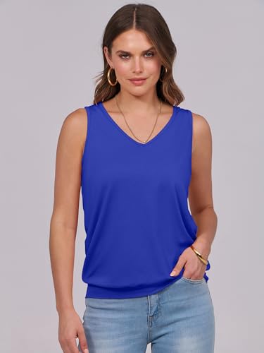 Image of ANRABESS Women Tank Tops Summer V Neck Sleeveless Casual Loose Fit Cute Cami Basic T Shirts Solid Tees 2026 Trendy Outfits