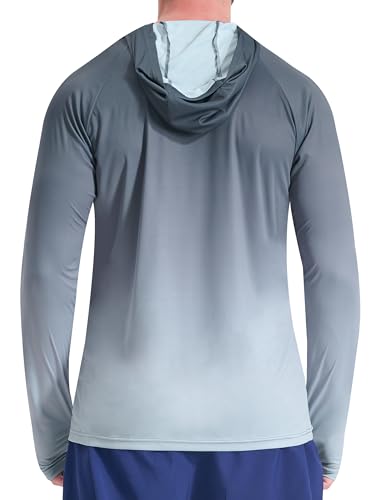 NOMINATE Mens UPF 50+ Hoodie Swim Shirts Long Sleeve Sun Protection SPF Rash Guard Shirt UV for Beach Swimming Fishing3