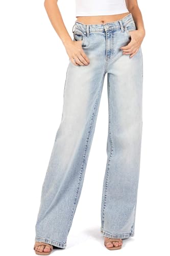 Celebrity Pink Women's Juniors High Rise Wide Leg Jeans (Light