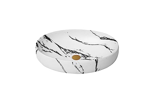REMANENCE Wash Basin Countertop | Tabletop Ceramic Bathroom Sink | Wash Basin Over Counter | Ceramic Wash Basin (White Black)