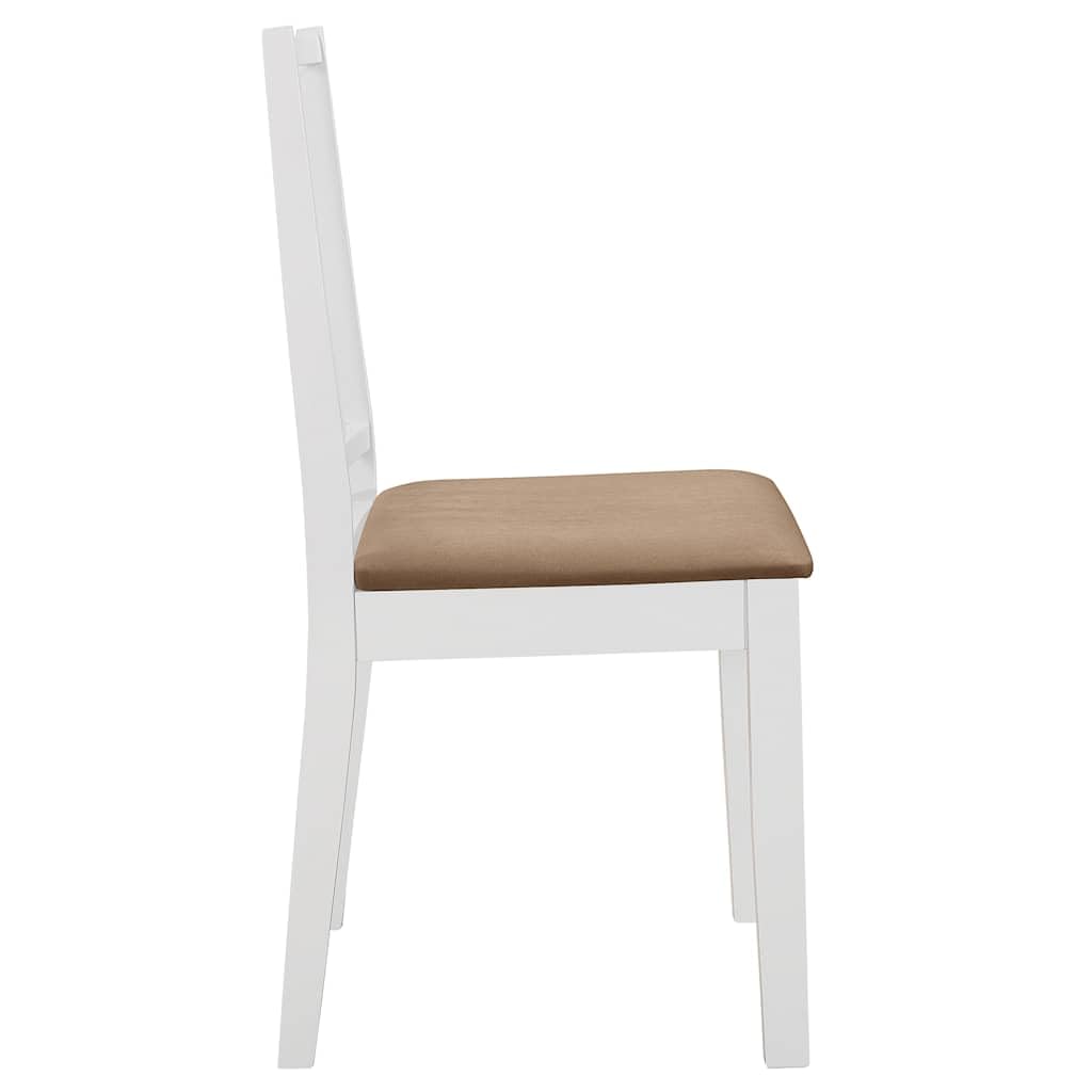 Set da pranzo in MDF bianco con legno massiccio di gomma, tavolo da pranzo 120 x 75 cm e 4 sedie con cuscini per sala da pranzo, cucina, soggiorno, set di mobili moderni salvaspazio per