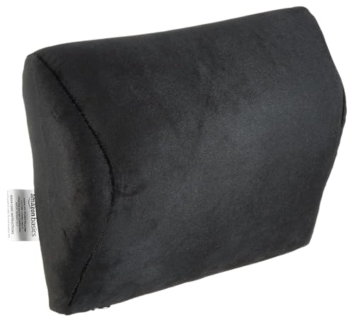 Image of amazon basics Car Seat, Office Chair Orthopedic Headrest Pillow, 100% Memory Foam - Neck, Cervical Pain Relief, Best for Long & Short Travel | Washable Cover, 1 Year Warranty | Black, 21.5 x 26.5 x 13 Cm