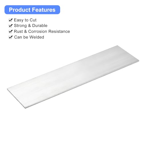 Image of uxcell Square Aluminum Flat Bar, 1 /8 inch Thick 3.9 inch Width 12 inch Length Square Aluminum Bar 6061 Aluminum Flat Plate, 3 x 100 x 305mm T6511 Solid New Mill Stock for Industrial Building