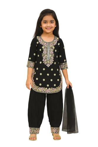 Image of FFION - Girls Salwar Suit with Dupatta Set - Elegant Embroidery Work Traditional Ethnic Wear I Festive Party Dress I Birthday Dress for Girls