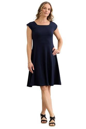 Image of Fair Indigo Women's 100% Organic Pima Cotton Ballet Neck Dress