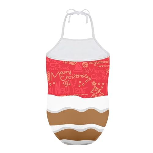 Image of Girls One Pieces Christmas Swimsuit Cute Swimwear Bathing Suits Beach Sport Halter Swimwear Vacation Pool Party Size