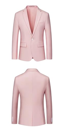 Men Solid Color Business Casual Blazer One Button Slim Fit Wedding Suit Jacket4