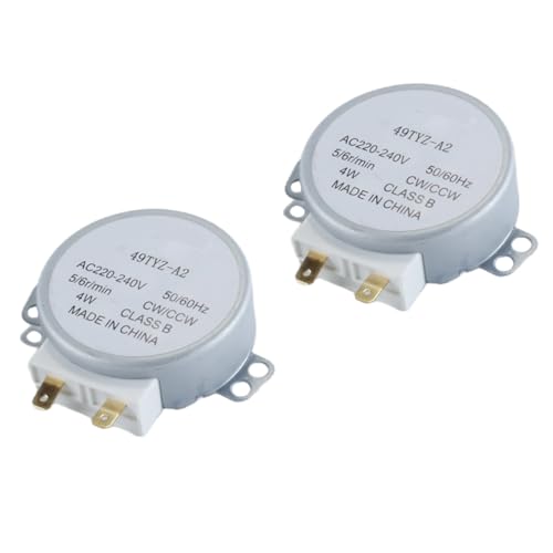 Durlo Lot de 2 moteurs synchrones pour plateau tournant de four à micro-ondes 49TYZ-A2, 220 V, en métal, avec bouton intégré.