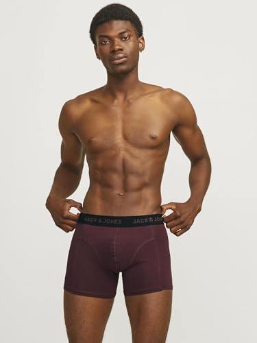 JACK&JONES Herren Jacjerry Solid Trunks 3 Pack Boxershorts, Cypress/Pack:Vineyard Wine-Nightshadow Blue, XL (3er Pack) 2