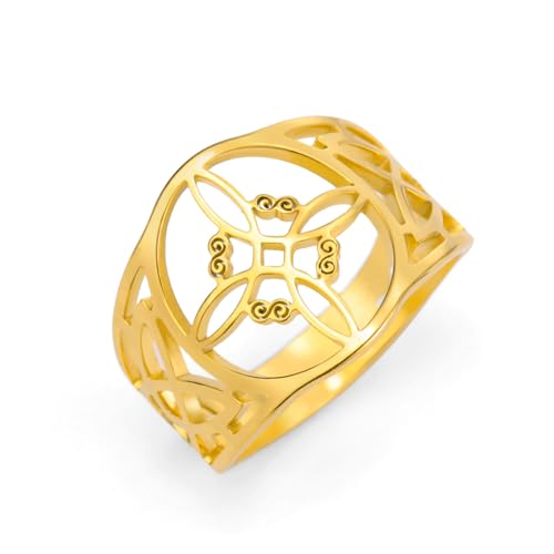 TEAMER Witches Knot Ring - Stainless Steel Celtic Amulet Vintage Jewelry For Women