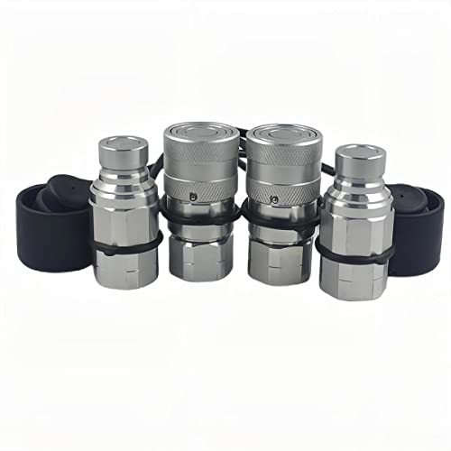 2-Sets 1/2" skid steer hydraulic quick disconnects (NPT 1/2) with dust caps