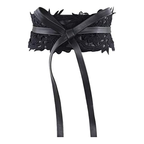ifundom Cinturón de Novia de Encaje CINTURÓN DE Flores con Lazo de Cuero Cinturón de Cintura de Encaje Accesorios de Vestido de Mujer Cover