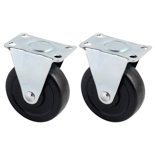 Roulettes fixes en caoutchouc noir 76mm Framendino pour meubles (Lot de 2)