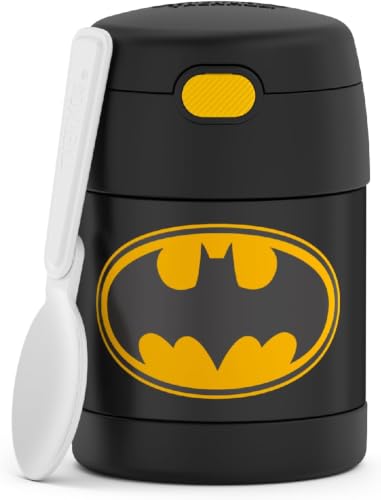 Image of THERMOS FUNTAINER Insulated Food Jar, 10 Ounce, Kid Friendly Food Jar with Foldable Spoon, Batman (Pack of 6)