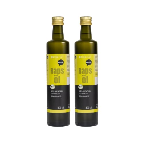 Wohltuer Aceite de colza orgánico, 2 unidades de 500 ml de Alemania prensado en frío en calidad cruda Cover