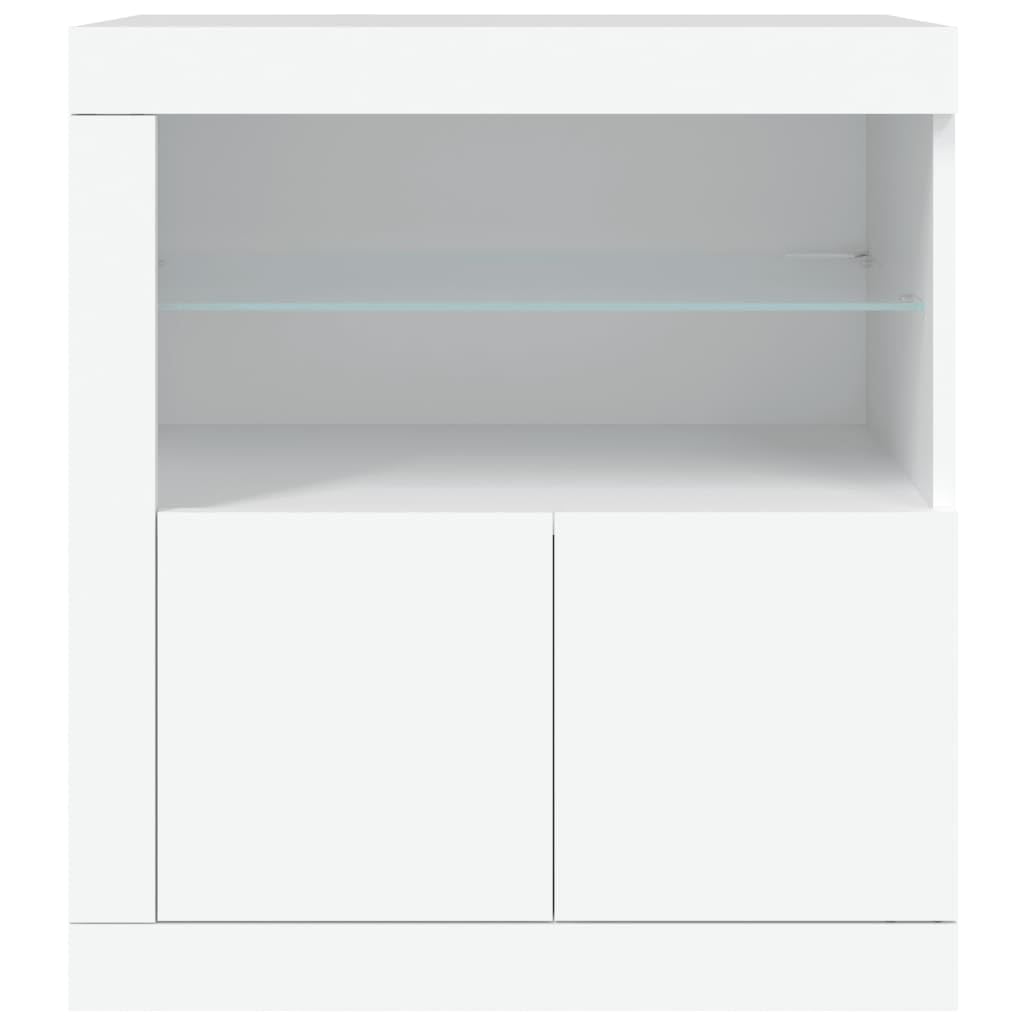 vidaXL Aparador con Luces LED, Armario Auxiliar de Almacenaje, Aparador de Comedor, Mueble Decorativo para Salón Pasillo Cocina, Blanco