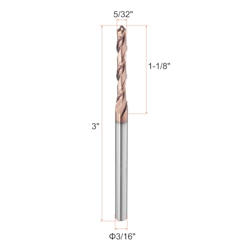 Image of HARFINGTON Ball Nose End Mill 2 Flute 5 /32 inch Diameter 3 /16 inch Shank Tungsten Carbide Uncoated Spiral CNC Router Bits 1-1 /8 inch Cutting Length Single End Ball for Carving Engraving Grinding