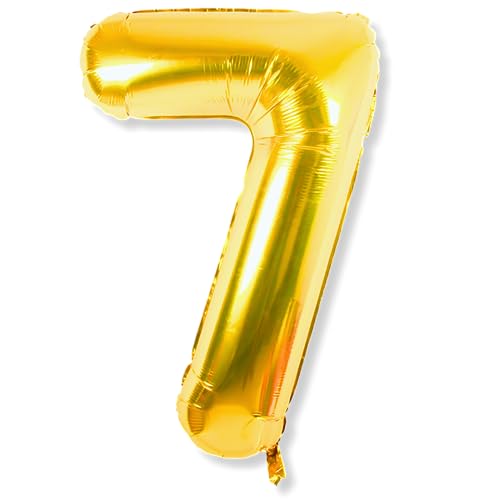 Flyloons 7 number Golden Foil Balloon 16 inch Size Birthday Decoration Items Pack of 1 | 7th Year Balloons | Seven