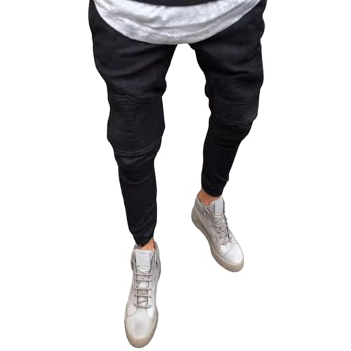 Jeans Pants Trousers Denim Street Trendy Stretch Water Washed Blue Toe Bun Commuter Pencil for Men