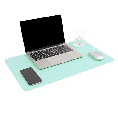 Preisvergleich Produktbild YSAGI Multifunktionale Schreibtischunterlage, ultradünn, wasserdicht, PU-Leder, Mauspad, zweiseitig nutzbar, für Büro / Zuhause, Himmelblau + Mintgrün, 60 * 35 cm