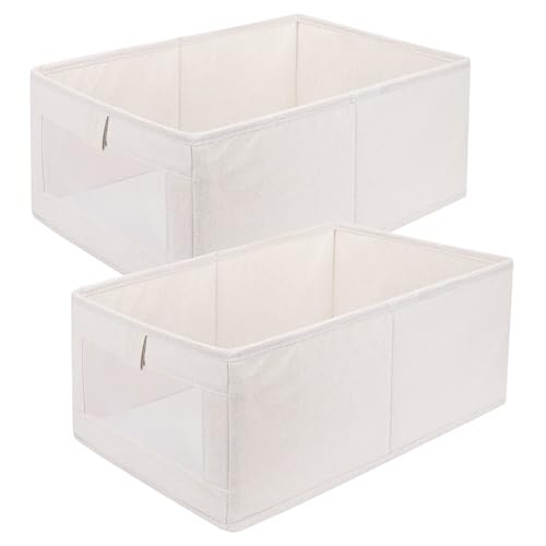 XIKAYA Cajas de almacenamiento para armario,Cubo de almacenamiento plegable de tela con ventana transparente,caja plegable,para ropa,juguetes,ropa,libros(2 piezas/set)
