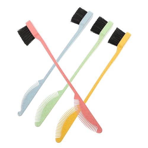 Healeved 4Pcs Dual Ended Eyebrow Brush Multi Use Hairline Comb Eyelash Brush for Smooth Styling for Home and Salon Use Durable Bristles Vibrant Colors