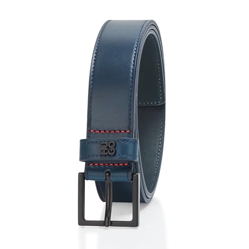 HUGO Men's Stacked Logo Square Buckle Belt
