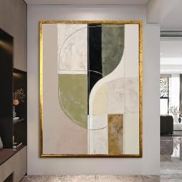 Tableau abstrait géométrique sur toile de décoration salon 60x80 - 4
