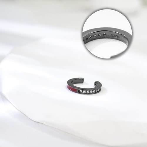 Immobird 925 Sterling Silver Ear Cuff Earrings for Women and Men Two Tone Ear Cuffs for Women Non Piercing CZ Pave (1PCS)4