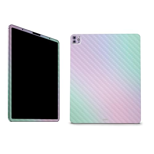 Image of MightySkins Carbon Fiber Skin Compatible with Apple iPad Pro 12.9 inch M2 6th Gen (2022) Full Wrap Kit - Cotton Candy | Protective, Durable Textured Carbon Fiber Finish | Easy to Apply | Made in The USA