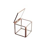 Feyarl Small Glass Vintage Jewelry Trinket Box Ornate Rings Earrings Shadow Organizer Treasure Chest Decorative Keepsake Case for Girl Women Wedding Birthday Gift Dresser Home Decor