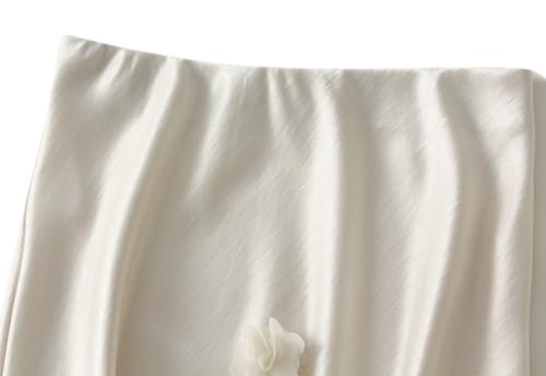 Women’s Satin Maxi Skirt 3D Flowers Elastic High Waist Chinese Style Mermaid Fishtail Bodycon Long Skirt2