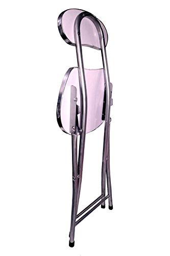 Image of Multipurpose Folding Chair Wooden Seat Foldable Metal Leg with Back Support