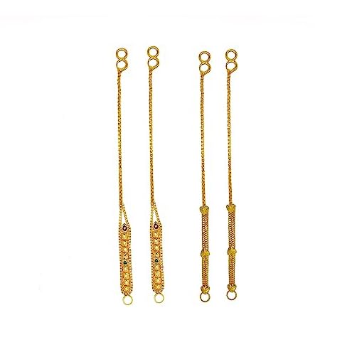 Jewelopia Kaan Chain CZ Diamond Traditional Gold Long Bridal Wedding Ear Chain Combo Champaswaralu Kan Chain Jewellery for Women & Girls (Combo 4) (B0C8JGMF5F) Amazon Price History, Amazon Price Tracker