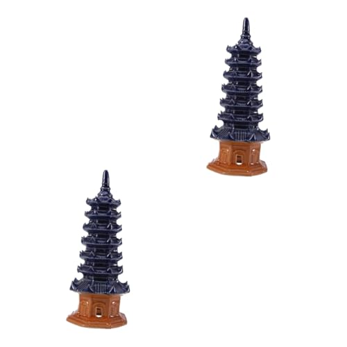 2pcs Decor Fish Tank Pagoda Aquarium Pagoda Aquarium Ceramics Tower Ornaments Sand Table Japan