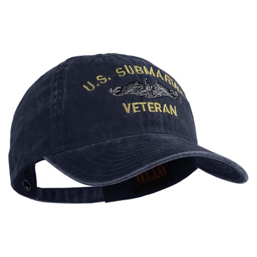 e4Hats.com US Submarine Veteran Military Embroidered Washed Solid Pigment Dyed Cotton Twill Brass Buckle Cap - Image 6