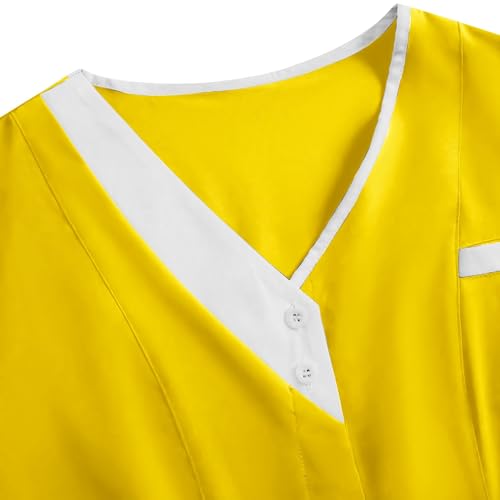 Image of 2026 Scrub for Cleaning Jobs Uniform, Multi Pockets Scrubs for Women Sets, V-Neck Top & Straight Leg Pants Scrubs Set