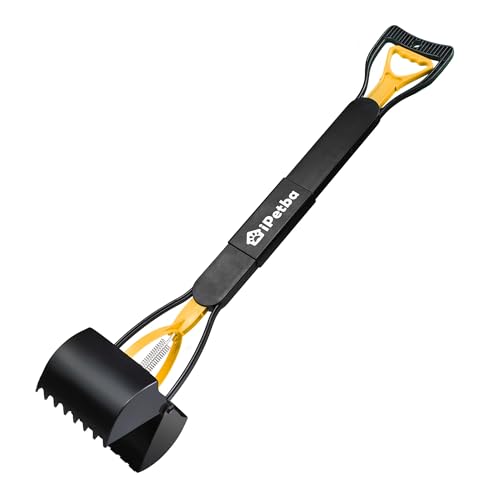 iPetba 80cm Ramasse Crotte pour Chien Manche Long sans Se Pencher Pelle a Crotte pour Chien Pliable Dog Pooper Scooper pour Gravier, Terre, Herbe