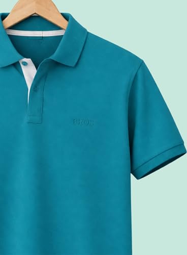 Image of 3BROS Men's Cotton Blend Half Sleeve Regular fit Comfortable Polo Neck T-Shirt (Pack of 1)