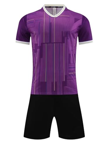 TiaoBug Kids Boys Quick Dry Summer Football Training Outfit Short Sleeve Printed T-shirt and Shorts Set