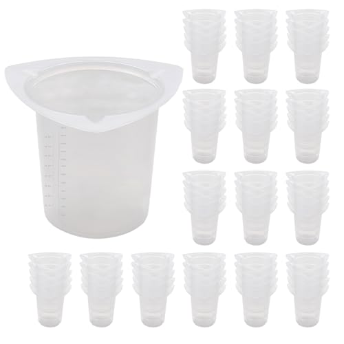 CryoKing 100Pcs Plastic Beaker, 250ml Triangular Lab Measuring Cup, 8.45oz Clear Liquid Container With Scale Line, Triangular Beakers for Labotatory Scientific Experiment, Household Mixing
