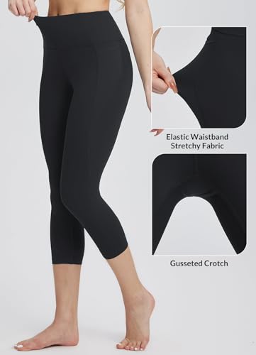 baleaf Women's Capri Leggings with Pockets High Waisted Workout Yoga Running Gym Pants for Casual Summer4