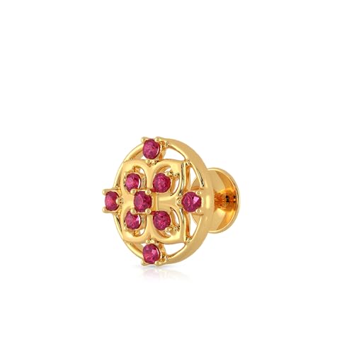 Image of Malabar Gold & Diamonds 22KT | Pure Yellow Gold Precious Stone Nose Pin For Women