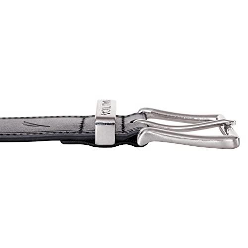 Image of Nautica Men's Casual Leather Belt | Everyday | Classic | Pants | Jeans | Khakis | Chinos | Metal Buckle