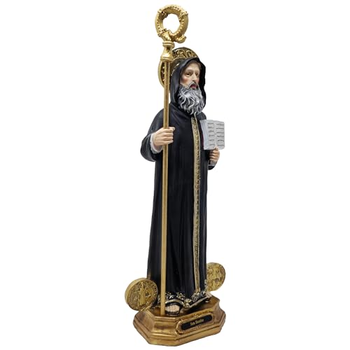 Estatua de San Benito 12 pulgadas Resina Religiosa miniatura 2