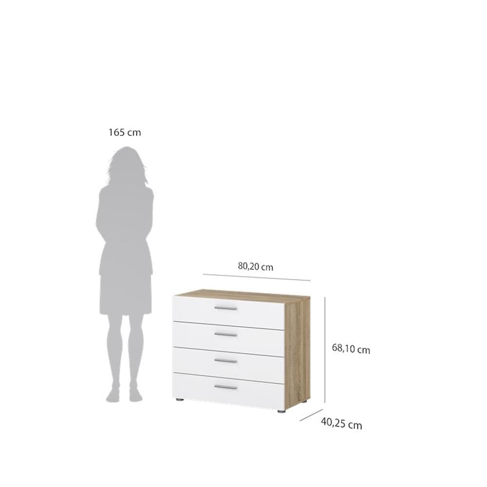 Amazon.com: Tvilum Austin 4 Drawer Chest, Oak Structure/White High