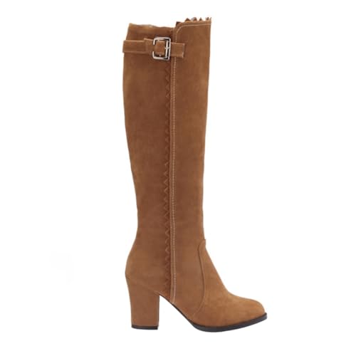 MOKKHNB Botas Altas de Tacón para Mujer Otoño Invierno Botas de Caña Alta con Diseño Estilizado Antideslizante y Material Cálido Calzado Femenino Elegante para Regalo y Uso Diario