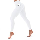 CHARMKING High Waisted Leggings for Women Soft Tummy Control Pants Non See Through Workout Yoga Pants for Running Reg & Plus Size(White, XX-Large,Pocket)