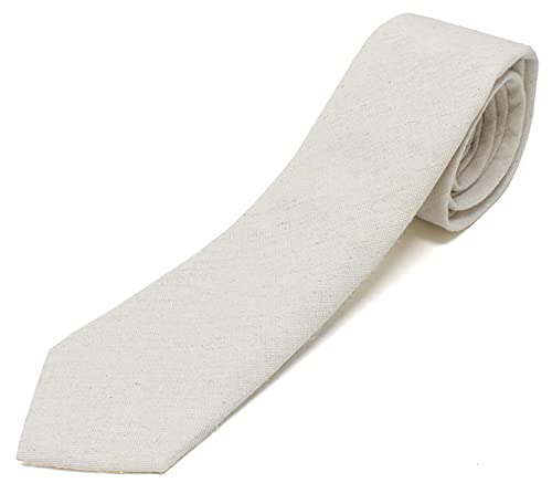 Image of Men's Chambray Cotton Skinny Necktie Tie Textured Distressed Style - 2.5 inch Width