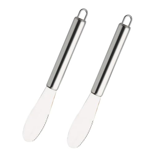 Unomor 2pcs Butter Knife Cheese Spatula Set Stainless Steel Versatile for Butter Spreading Cake Icing and Cheese Constructi